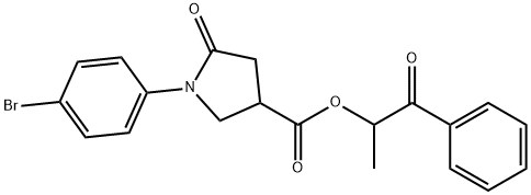1-methyl-2-oxo-2-phenylethyl 1-(4-bromophenyl)-5-oxo-3-pyrrolidinecarboxylate Struktur