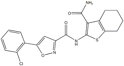 N-[3-(aminocarbonyl)-4,5,6,7-tetrahydro-1-benzothien-2-yl]-5-(2-chlorophenyl)-3-isoxazolecarboxamide,725698-41-9,结构式