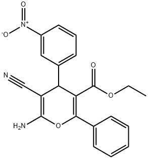ethyl 6-amino-5-cyano-4-{3-nitrophenyl}-2-phenyl-4H-pyran-3-carboxylate Structure