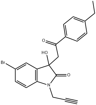 5-bromo-3-[2-(4-ethylphenyl)-2-oxoethyl]-3-hydroxy-1-(2-propynyl)-1,3-dihydro-2H-indol-2-one,732248-11-2,结构式