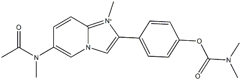 4-{6-[acetyl(methyl)amino]-1-methylimidazo[1,2-a]pyridin-1-ium-2-yl}phenyl dimethylcarbamate 化学構造式