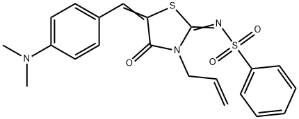 N-{3-allyl-5-[4-(dimethylamino)benzylidene]-4-oxo-1,3-thiazolidin-2-ylidene}benzenesulfonamide 结构式