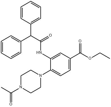 ethyl 4-(4-acetyl-1-piperazinyl)-3-[(diphenylacetyl)amino]benzoate,765918-66-9,结构式