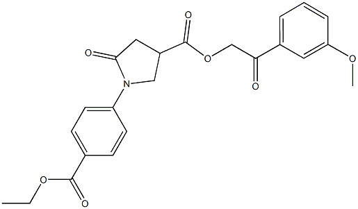 2-(3-methoxyphenyl)-2-oxoethyl 1-[4-(ethoxycarbonyl)phenyl]-5-oxo-3-pyrrolidinecarboxylate Struktur