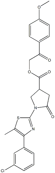 2-(4-methoxyphenyl)-2-oxoethyl 1-[4-(3-chlorophenyl)-5-methyl-1,3-thiazol-2-yl]-5-oxo-3-pyrrolidinecarboxylate