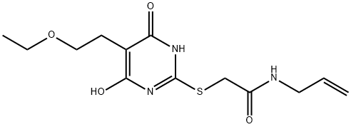 N-allyl-2-{[5-(2-ethoxyethyl)-4-hydroxy-6-oxo-1,6-dihydro-2-pyrimidinyl]sulfanyl}acetamide 结构式