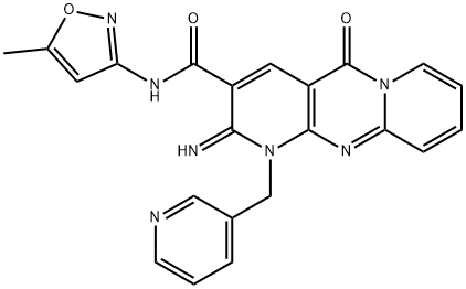 2-imino-N-(5-methyl-3-isoxazolyl)-5-oxo-1-(3-pyridinylmethyl)-1,5-dihydro-2H-dipyrido[1,2-a:2,3-d]pyrimidine-3-carboxamide Struktur