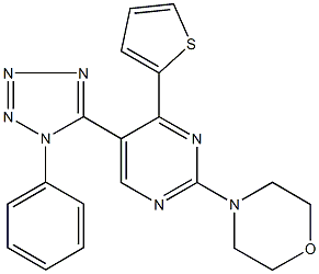 4-[5-(1-phenyl-1H-tetraazol-5-yl)-4-(2-thienyl)-2-pyrimidinyl]morpholine Struktur