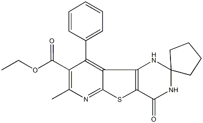 ethyl 7'-methyl-4'-oxo-9'-phenyl-1',2',3',4'-tetrahydrospiro(cyclopentane-1,2'-pyrido[3',2':4,5]thieno[3,2-d]pyrimidine)-8'-carboxylate Struktur