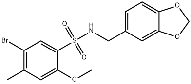 N-(1,3-benzodioxol-5-ylmethyl)-5-bromo-2-methoxy-4-methylbenzenesulfonamide Structure