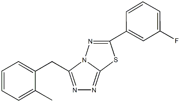 6-(3-fluorophenyl)-3-(2-methylbenzyl)[1,2,4]triazolo[3,4-b][1,3,4]thiadiazole Struktur