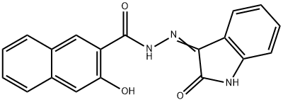 3-hydroxy-N'-(2-oxo-1,2-dihydro-3H-indol-3-ylidene)-2-naphthohydrazide Struktur