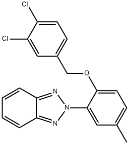 2-(2H-1,2,3-benzotriazol-2-yl)-4-methylphenyl 3,4-dichlorobenzyl ether Struktur