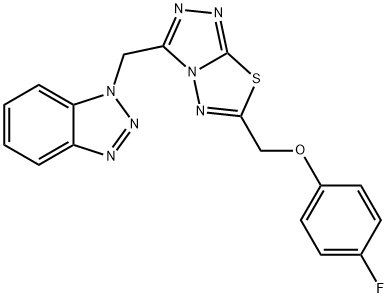 [3-(1H-1,2,3-benzotriazol-1-ylmethyl)[1,2,4]triazolo[3,4-b][1,3,4]thiadiazol-6-yl]methyl 4-fluorophenyl ether Struktur