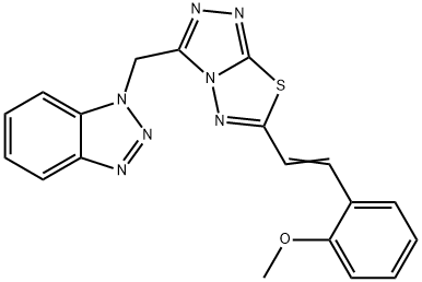 2-{2-[3-(1H-1,2,3-benzotriazol-1-ylmethyl)[1,2,4]triazolo[3,4-b][1,3,4]thiadiazol-6-yl]vinyl}phenyl methyl ether Struktur