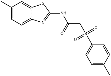 N-(6-methyl-1,3-benzothiazol-2-yl)-2-[(4-methylphenyl)sulfonyl]acetamide,825610-28-4,结构式