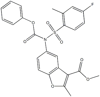 methyl 5-[[(4-fluoro-2-methylphenyl)sulfonyl](phenoxycarbonyl)amino]-2-methyl-1-benzofuran-3-carboxylate Structure