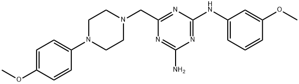 N-(4-amino-6-{[4-(4-methoxyphenyl)-1-piperazinyl]methyl}-1,3,5-triazin-2-yl)-N-(3-methoxyphenyl)amine Struktur