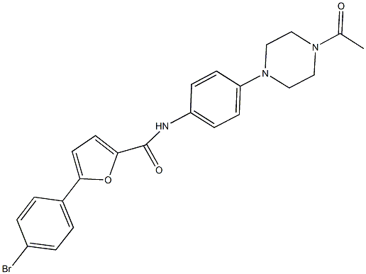 N-[4-(4-acetyl-1-piperazinyl)phenyl]-5-(4-bromophenyl)-2-furamide Struktur