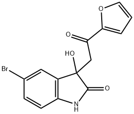 5-bromo-3-[2-(2-furyl)-2-oxoethyl]-3-hydroxy-1,3-dihydro-2H-indol-2-one 结构式