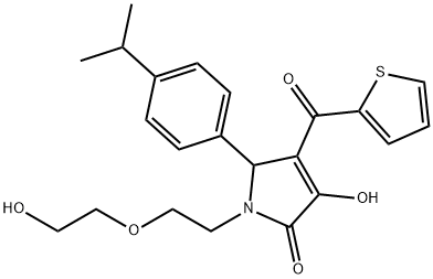 3-hydroxy-1-[2-(2-hydroxyethoxy)ethyl]-5-(4-isopropylphenyl)-4-(2-thienylcarbonyl)-1,5-dihydro-2H-pyrrol-2-one Struktur