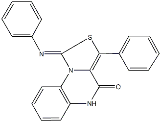 3-phenyl-1-(phenylimino)[1,3]thiazolo[3,4-a]quinoxalin-4(5H)-one Struktur