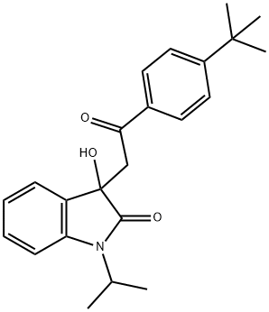 3-[2-(4-tert-butylphenyl)-2-oxoethyl]-3-hydroxy-1-isopropyl-1,3-dihydro-2H-indol-2-one Struktur