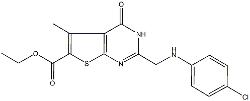 ethyl 2-[(4-chloroanilino)methyl]-5-methyl-4-oxo-3,4-dihydrothieno[2,3-d]pyrimidine-6-carboxylate Struktur