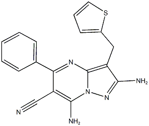 2,7-diamino-5-phenyl-3-(2-thienylmethyl)pyrazolo[1,5-a]pyrimidine-6-carbonitrile Structure