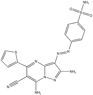 4-{[2,7-diamino-6-cyano-5-(2-thienyl)pyrazolo[1,5-a]pyrimidin-3-yl]diazenyl}benzenesulfonamide Structure