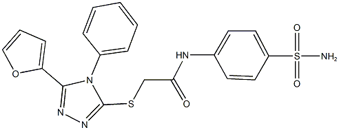 N-[4-(aminosulfonyl)phenyl]-2-{[5-(2-furyl)-4-phenyl-4H-1,2,4-triazol-3-yl]sulfanyl}acetamide Struktur