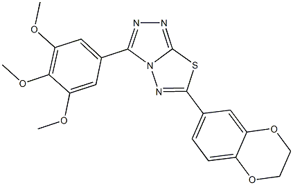 6-(2,3-dihydro-1,4-benzodioxin-6-yl)-3-(3,4,5-trimethoxyphenyl)[1,2,4]triazolo[3,4-b][1,3,4]thiadiazole Struktur
