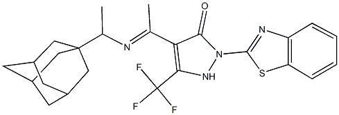 4-{N-[1-(1-adamantyl)ethyl]ethanimidoyl}-2-(1,3-benzothiazol-2-yl)-5-(trifluoromethyl)-1,2-dihydro-3H-pyrazol-3-one Structure