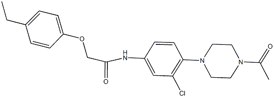 N-[4-(4-acetyl-1-piperazinyl)-3-chlorophenyl]-2-(4-ethylphenoxy)acetamide Struktur