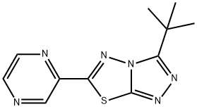 3-tert-butyl-6-(2-pyrazinyl)[1,2,4]triazolo[3,4-b][1,3,4]thiadiazole Struktur