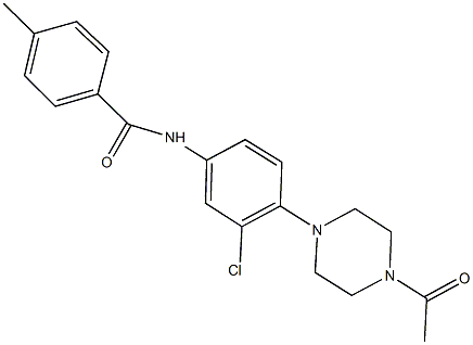 N-[4-(4-acetyl-1-piperazinyl)-3-chlorophenyl]-4-methylbenzamide Struktur