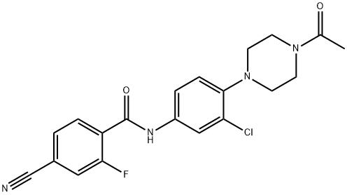 N-[4-(4-acetyl-1-piperazinyl)-3-chlorophenyl]-4-cyano-2-fluorobenzamide Struktur
