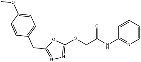 2-{[5-(4-methoxybenzyl)-1,3,4-oxadiazol-2-yl]sulfanyl}-N-(2-pyridinyl)acetamide Struktur
