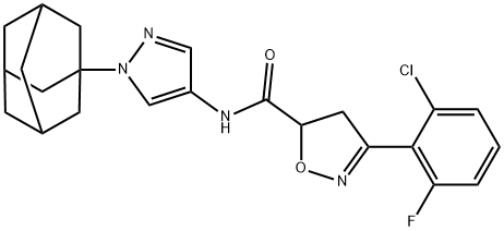 N-[1-(1-adamantyl)-1H-pyrazol-4-yl]-3-(2-chloro-6-fluorophenyl)-4,5-dihydro-5-isoxazolecarboxamide Structure