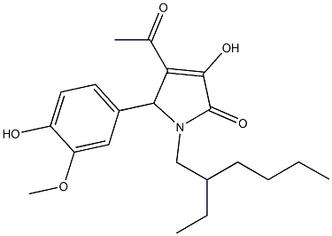 4-acetyl-1-(2-ethylhexyl)-3-hydroxy-5-(4-hydroxy-3-methoxyphenyl)-1,5-dihydro-2H-pyrrol-2-one Struktur