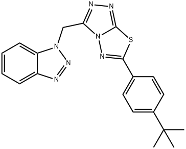 1-{[6-(4-tert-butylphenyl)[1,2,4]triazolo[3,4-b][1,3,4]thiadiazol-3-yl]methyl}-1H-1,2,3-benzotriazole Struktur