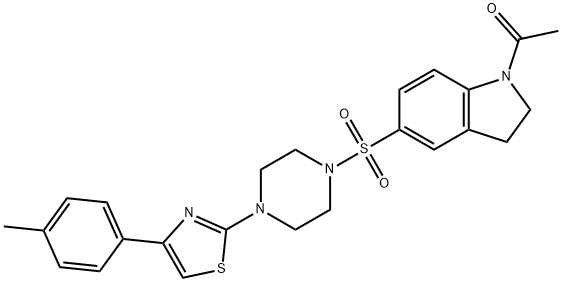 1-acetyl-5-({4-[4-(4-methylphenyl)-1,3-thiazol-2-yl]-1-piperazinyl}sulfonyl)indoline Struktur