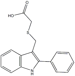 {[(2-phenyl-1H-indol-3-yl)methyl]sulfanyl}acetic acid Struktur