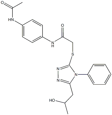 N-[4-(acetylamino)phenyl]-2-{[5-(2-hydroxypropyl)-4-phenyl-4H-1,2,4-triazol-3-yl]sulfanyl}acetamide 结构式