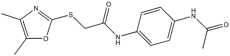 N-[4-(acetylamino)phenyl]-2-[(4,5-dimethyl-1,3-oxazol-2-yl)sulfanyl]acetamide Struktur