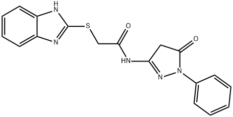 2-(1H-benzimidazol-2-ylsulfanyl)-N-(5-oxo-1-phenyl-4,5-dihydro-1H-pyrazol-3-yl)acetamide Struktur
