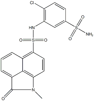 N-[5-(aminosulfonyl)-2-chlorophenyl]-1-methyl-2-oxo-1,2-dihydrobenzo[cd]indole-6-sulfonamide 结构式