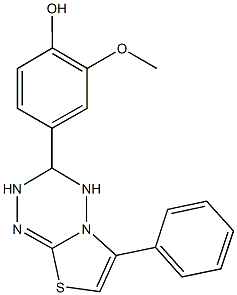 2-methoxy-4-(6-phenyl-3,4-dihydro-2H-[1,3]thiazolo[3,2-b][1,2,4,5]tetraazin-3-yl)phenol Struktur