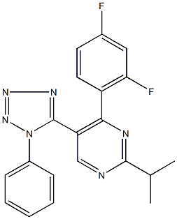 4-(2,4-difluorophenyl)-2-isopropyl-5-(1-phenyl-1H-tetraazol-5-yl)pyrimidine Struktur