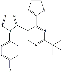 2-tert-butyl-5-[1-(4-chlorophenyl)-1H-tetraazol-5-yl]-4-(2-thienyl)pyrimidine Structure